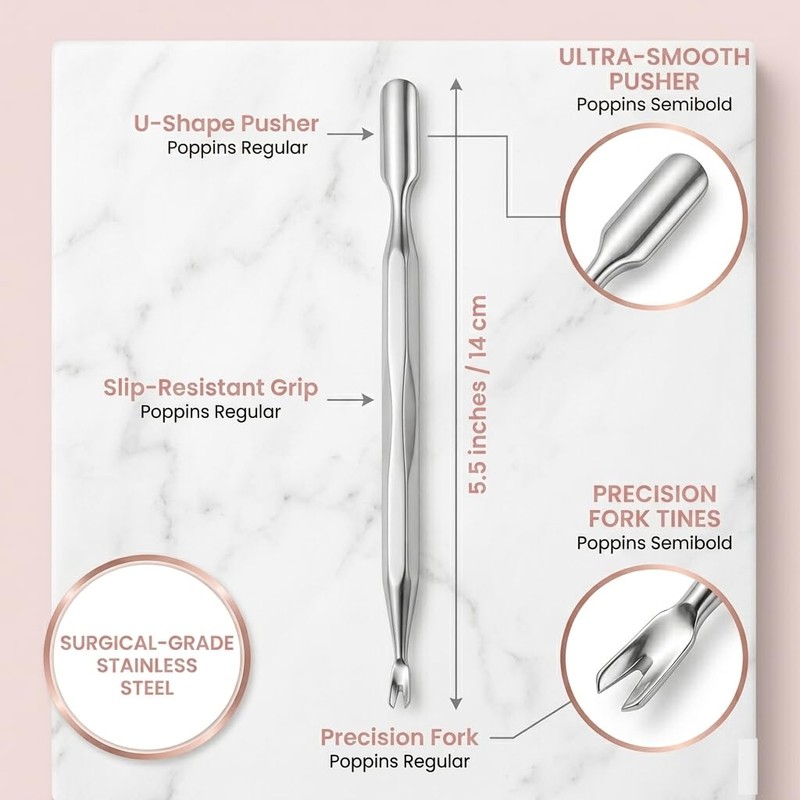 Armiz Cuticle Pusher with Fork- Dual-Ended Stainless Steel Nail Tools