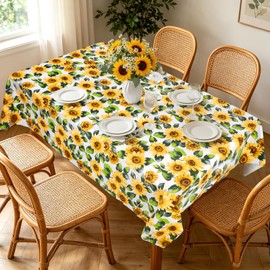 Arquiel Sunflowers PVC Table Cloth Waterproof Oilcloth Rectangle 140x240cm