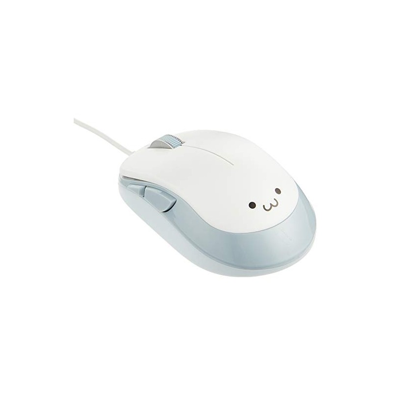 Elecom M-Y9UBWH Blue LED Mouse, EPRIM, Wired, 5 Buttons, White