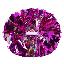 Hooshing 2PCS Pom Poms Cheerleading Hot Pink Iridescent Cheer Pompoms with Baton Handle for Kids Girls School Sports Team Spirit Games Cheering
