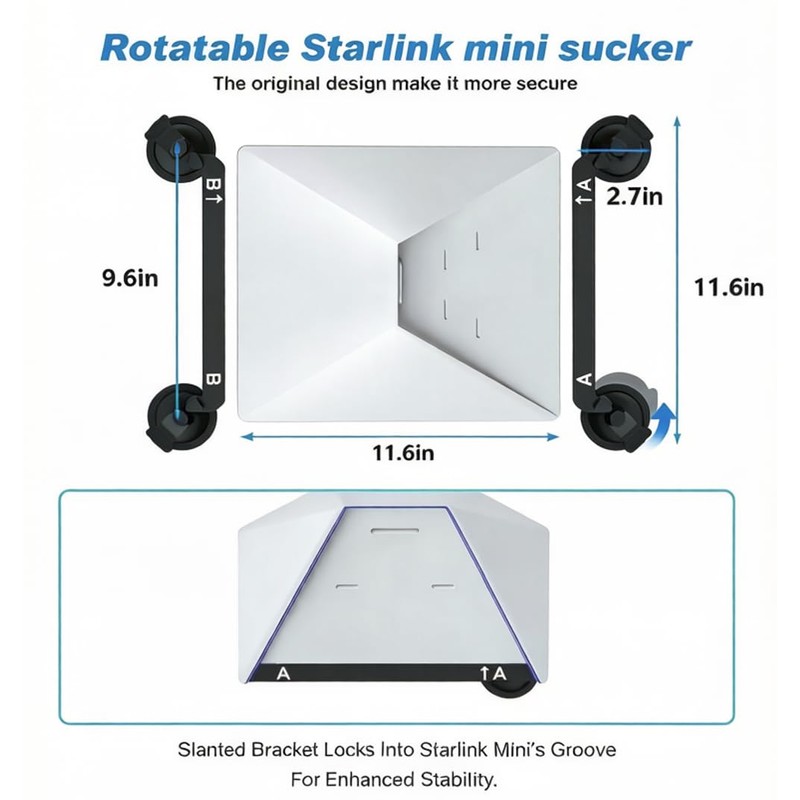 Starlink Mini Mount,4 Strong Suction Cup,for Car, Windows, Sunroofs,RVs