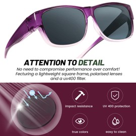 TJUTR Polarized Fit Over Sunglasses for Women Men Classic Rectangle Driving Sun Glasses UV Protection for Outdoors
