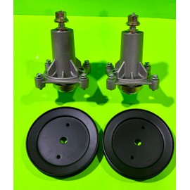 Lawnmowerpartsworld 2 Pack 187292 54inch Deck Spindle Assembly+ 195945 Pulley Bracket Replaces 532192870 532187292 Pulley 195945 197473 Fits AYP Roper Sears Poulan Weedeater 46 48 54inch Decks