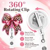 Pink Bow Badge Reel Holder Retractable ID Card Name Badge
