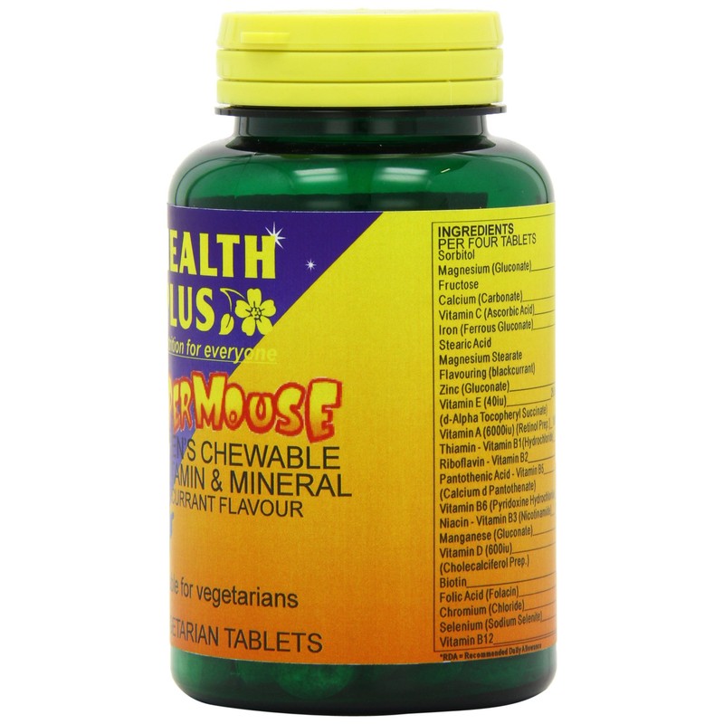 Health Plus Supermouse - Blackcurrant Flavour Children's Chewable Multivitamin Supplement