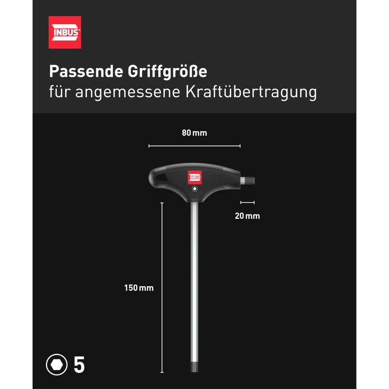 INBUS® 70082 T-Handle Screwdriver 5 mm with HybridTouch - Made