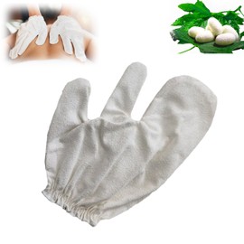 Garshana Gloves Raw Silk Massage Gloves Ayurvedic Massage, Body Exfoliating Gloves, Exfoliating Bath Massage Scrubbing Glove with Elastic Wrist Bands for Dry Brushing (1 PCS)