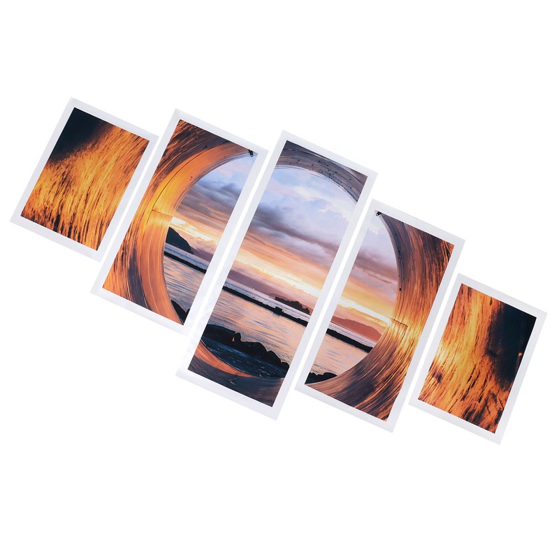 5PCS Frameless Canvas Painting Seaport Pattern Wall Art Picture for
