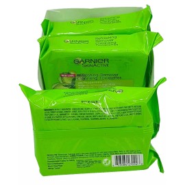 Garnier Skin Active Lot of 3 Refreshing Remover Cleansing Towelettes 25 Ct