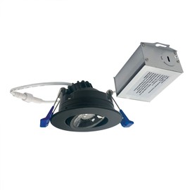 Nora NM2-2RG6027BB | 2" LED Dimming Mini Recessed Downlight, 6 Watt - 600 Lumens, IC Air-Tight Rated, Damp Rated, No Housing Required, Quick Connect Cables, Matte Black - 2700K, Adjustable - Gimbal