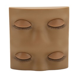 Eyelash Practice Mannequin Head Double Layer Lash Mannequin Head with 2 Pairs Replacement Eyelids Dark Brown