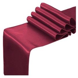 BEAMARKER 2 Pack Satin Table Runner 12 x 108 Inch Red Long Satin Table Runners Wedding Satin Silk Table Runner for Wedding Banquet Graduations Birthday Dinner Party Anniversary Decoration