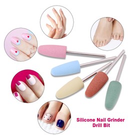 Broca para manicura, brocas manicura, puntas ceramica para drill 5 piezas Nail Art, pulidor de silicona, amoladoras de uñas, herramientas de la máquina, alisado de bits de broca de taladro