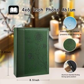 Artmag Photo Album 4x6 300 Photos Large Leather Cover Photo Book Albums with 300 Horizontal Pockets for Family Wedding Anniversary Baby (Dark Green)