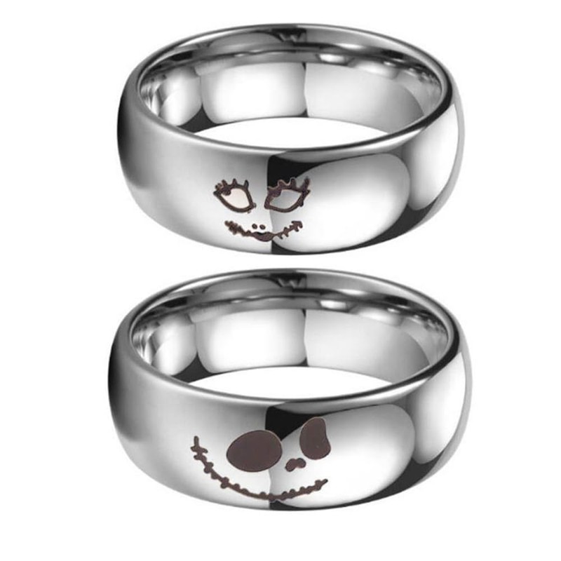 Jack and Sally Wedding Ring for Couple Stainless Steel Band