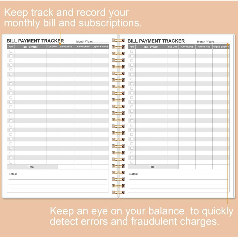 Bill Payment Tracker Notebook - Monthly Bill Organizer & Planner