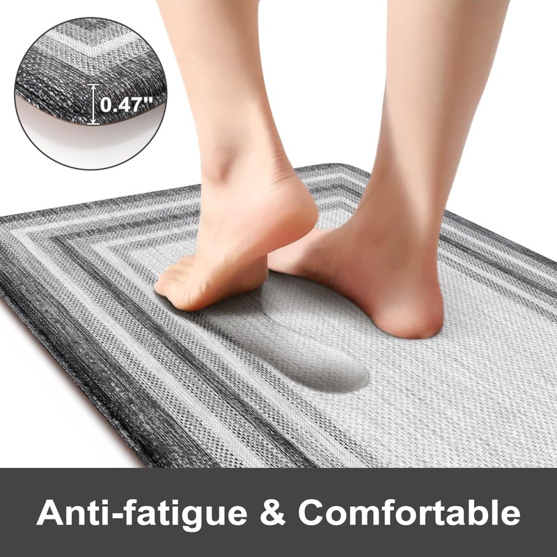 KIMODE Anti Fatigue Kitchen Mats for Floor 2 Piece, Cushioned