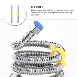 DOITOOL 2 Pcs Heavy Duty Durable Stainless Steel Corrugated Water Heater Connector, Water Heater Supply Line 1/2, Water Softener Hose for Water Heater and Faucet Connections