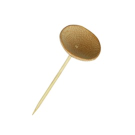 PACKNWOOD 209BBTHANI6 -"Thani" Bamboo Mini Dish with Pick Skewer - Bamboo Plate with Cocktail Pick - Biodegradable Wood Sticks for Appetizers, Drinks - (Length: 3.8" Dish: 2.3" Diameter) (Case of 144)