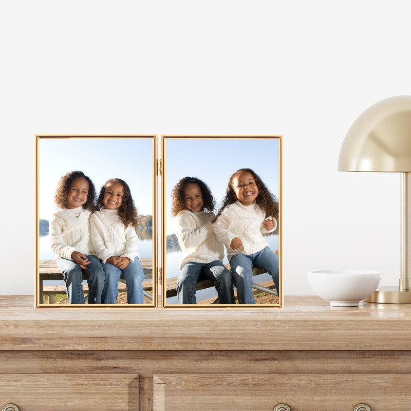 Lawrence Frames Metal Frame, Simply, Gold, 5x7 Double