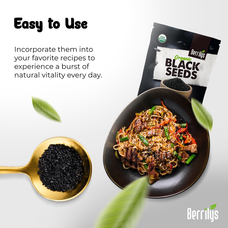Berrilys Black Cumin Seeds – USDA Certified Organic Nigella Sativa