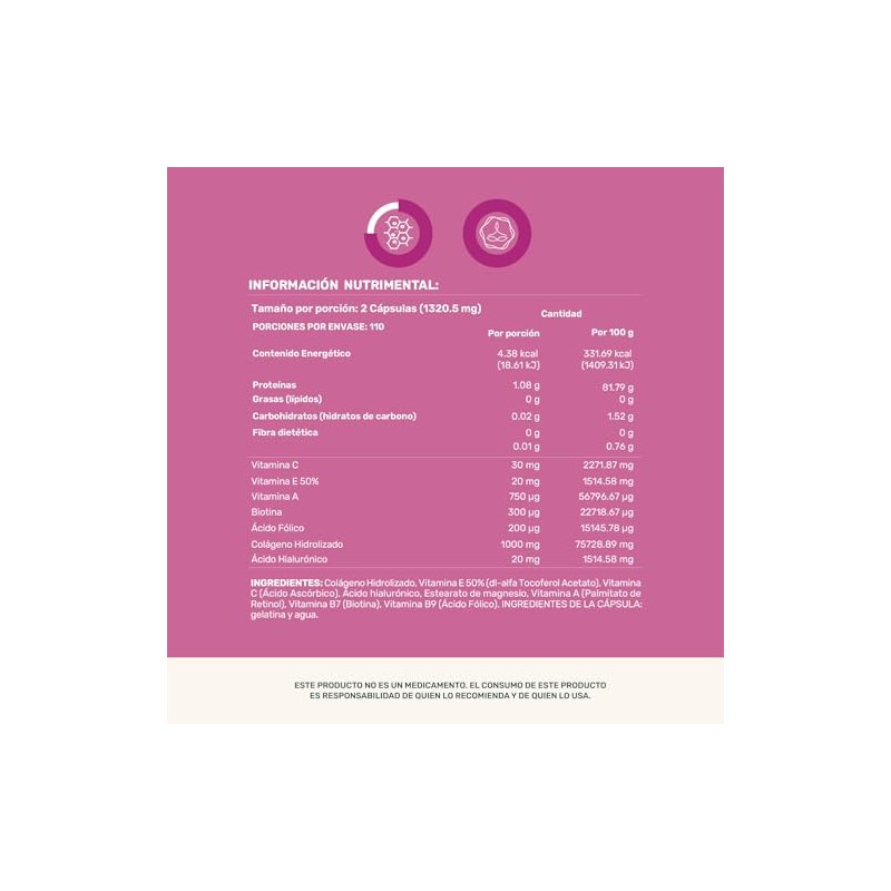 Life 360 Colágeno Hidrolizado 220 Cápsulas 1320 Miligramos Por Porción