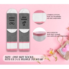 MVZX Funny Gifts Socks For Happy Retirement Themed, Combed Cotton Socks For Retirement, Goodbye Tension Hello Pension Socks, Soft Novelty Socks For Women Nurse Teacher Coworker Boss Mom Gifts, A37