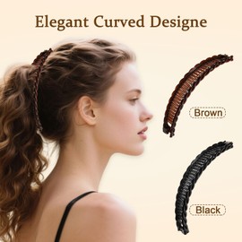 2Pcs Hair Banana Clips, Banana Fish Clip Comb Grip, Large Size, Black and Brown