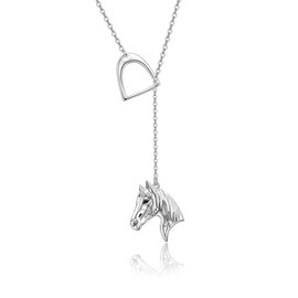 MONGAS Horse Necklace for Women 925 Sterling Silver Horse pendant Horseshoe Y Necklaces Horse Jewelry for Women