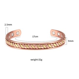EnerMagiX Magnetic Copper Bracelets for Men Women 99.9% Solid Copper Magnetic Cuff with Powerful Magnets (3515 Gauss Each)