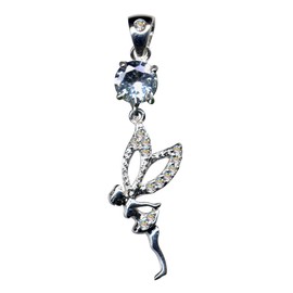 51046 Fairy Pendant Real Silver 925 with Zirconia / Art Nouveau Design / Stone Colour: Clear White, Sterling silver 925, zirconia stones, Zirconia crystal rhinestone