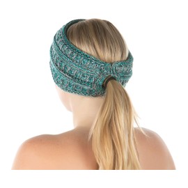Ponytail Headwrap Ear Warmer Winter Fall Women's Running Headband - Turquoise #3