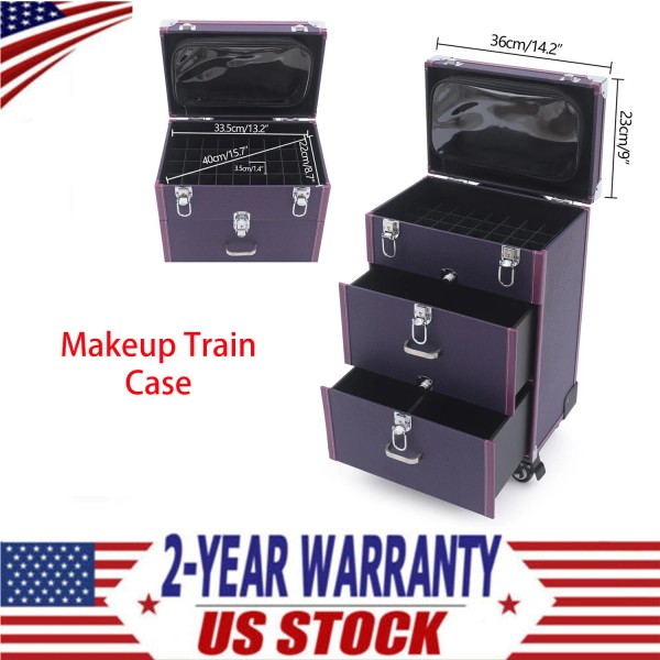 Unbranded Makeup Train Case, Rolling Makeup Trolley Case, Nail Polish