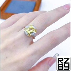 Natural Citrine Ring, Womens Custom Design in Rhodium Plated 925 Sterling Silver, 9mm x 7mm Citrine, Adjustable Size, with included Velvet Ring Box