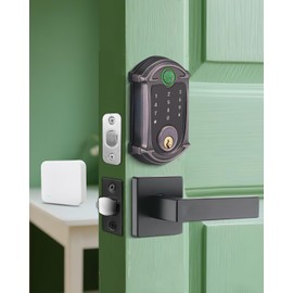 MENDOCK Keyless-Entry Deadbolt Smart Lock with Handle Set Waterproof IP56 Digital Exterior Locks for Front Door, WiFi Smartphone Control Fingerprint Door Lock with Keypad and Key Fob,Venetian Bronze