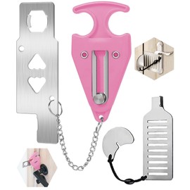 Portable Door Lock for Travel Door Lock Hotel Room Security Devices Apartment Jammer Additional Safety for Traveling Home College Upgrade (Pink Combination)