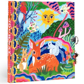 eeBoo: Fawn & Sun Journal - Lock & Keys, 176 Lined Pages, Sketch & Take Notes, 6.25 x 5.5, Animal Themed Diary, Foil-Stamped Hardcover, Kids & Teens