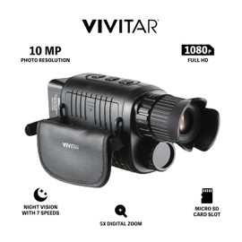 VIVITAR Night Vision Binocular Camera, 4X Optical Magnification, 2.7" Full High Definition LCD Display, 300M/ 985FT Infrared Distance, 1080P High Definition Video, 16MP Photos
