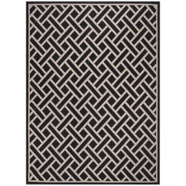 SAFAVIEH Courtyard Collection 6'7" x 9'6" Black / Light Beige CY6306 Indoor/ Outdoor Waterproof Easy-Cleaning Patio Backyard Mudroom Area-Rug