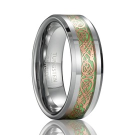 SOXEMAN 1 x Exquisite Glamorous Men's Tungsten Steel Ring Durable Scratch Resistant Gold Plated Gorgeous Patterned Design for Daily Wear and Gift, Tungsten Carbide, No Gemstone