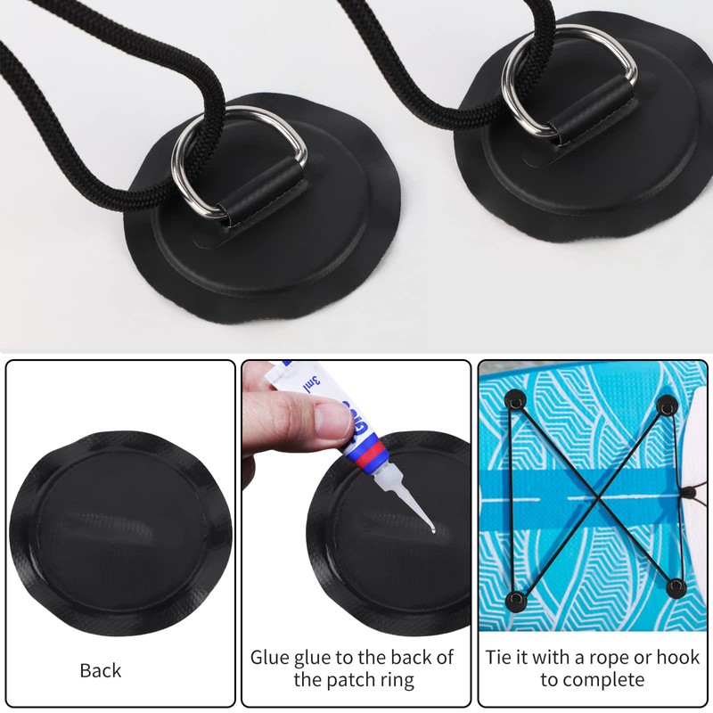 efuturetime 6 x D Rings Pad Patch Paddleboard PVC Stainless