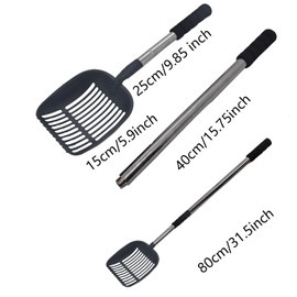 Long Handle Fireplace Shovel for Ash 15.7inch/31.5 inch Long for Wood Stove Coal Shovel Fireplace ash Sifter Adjutale Cat Litter Scoop