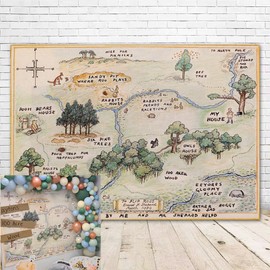100 Acre Woods Bear Backdrop Baby Shower 7x5 Bear Background Happy Birthday Bear Home Map Backdrops for Kids One Year Old