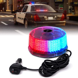 Xprite Red&Blue 240LED Rotating Beacon Light w/Magnetic Base，Safety Warning Police Flashing Lights for Law Enforcement Vehicles Forklift Patrol Security Trucks Cruiser UTV ATV Snowplow Volunteer