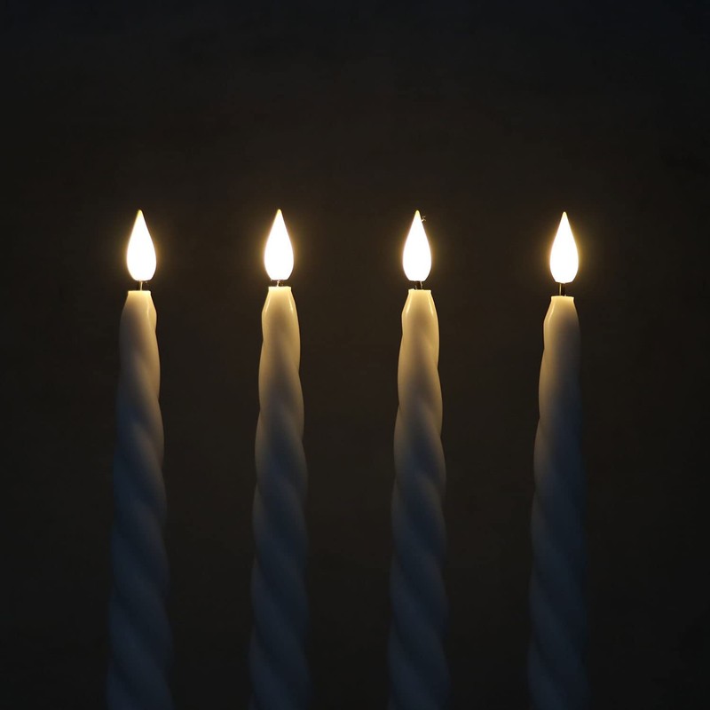 Rhytsing 9.6" White Flameless Twisted Taper Candles with Timer, Battery
