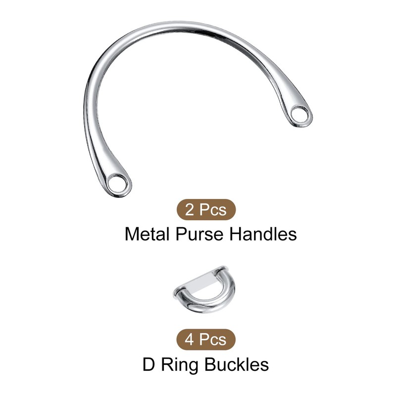 sourcing map Pack of 2 Semicircular Handbag Handle Frame, 4.8