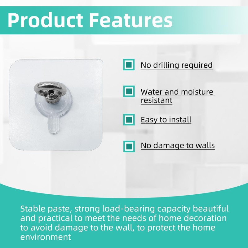 GLSJA 12 Pack 60mm Square M4 Loop Hooks - Adhesive