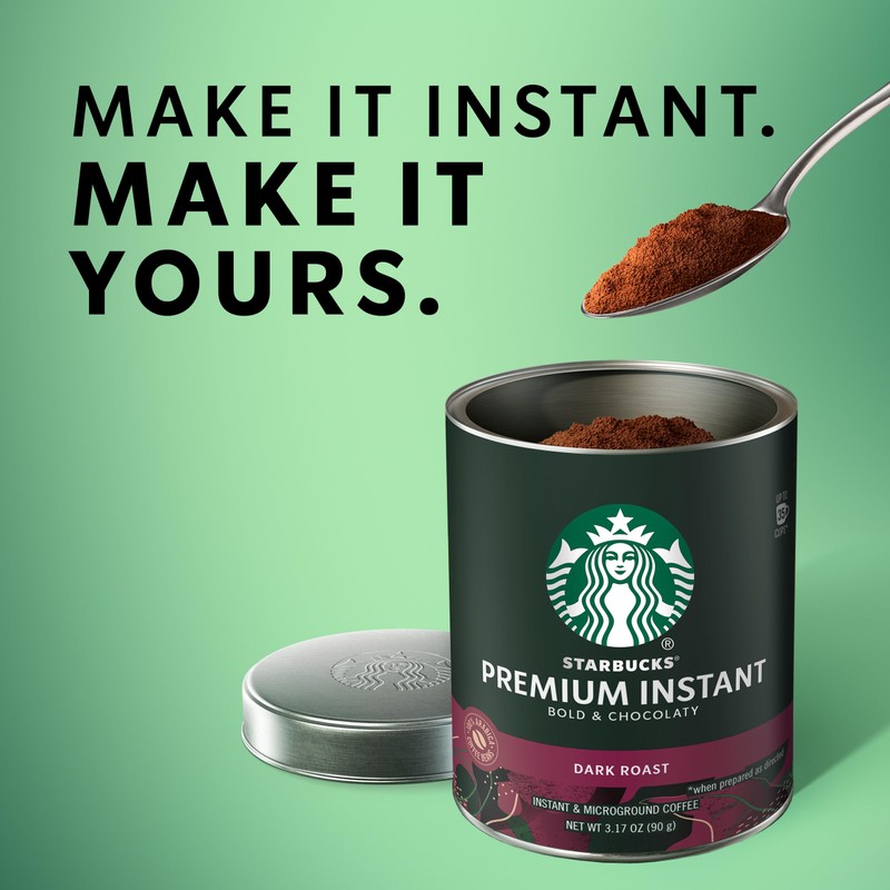Starbucks Premium Instant Coffee, Dark Roast, 100% Arabica Beans, 3