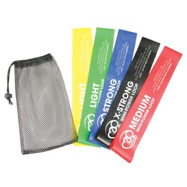 Fitness Mad Mini Power Loops, Set of 5 Resistance Bands, Workout Bands with 5 Levels, Free Travel Bag, Exercise Loops for Home Gym, Yoga & Fitness