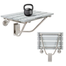 18" Folding Teak Shower Seat Wall Mounted,Fold Down Shower Seat,Foldable Shower Bench,Home Care Teak Shower Seat Bench for Inside Shower,Folding Shower Seat Bench,Wall Mount Shower Seat for Christmas